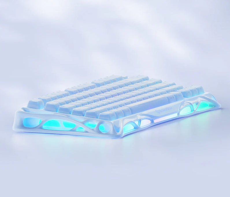 GravaStar Mercury K1 75% Wireless Mechanical Gaming Keyboard/Special Edition Ice Blue/Hot-Swap/Sideprint, shine-through keycaps/Kalih Cherry Pink linear switches