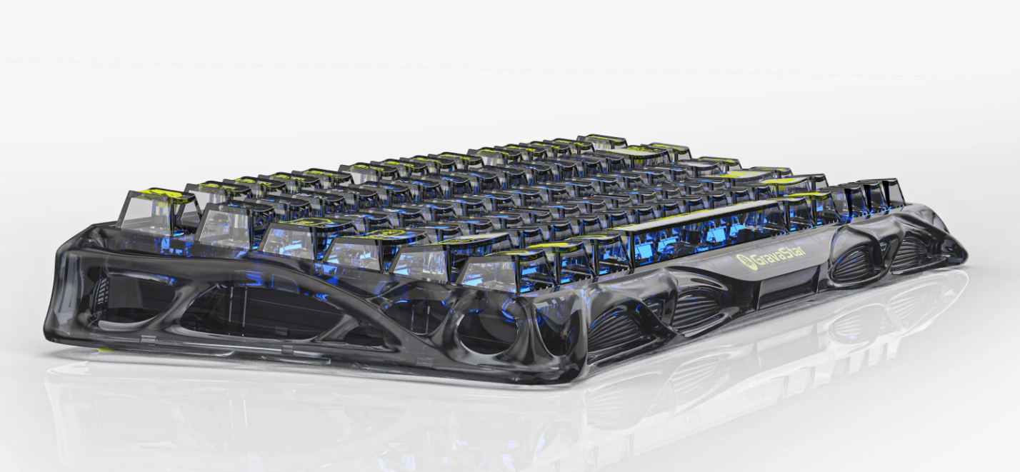 GravaStar Mercury K1 Lite 75% Wireless Mechanical Gaming Keyboard Transparent Black/Hot-swap/Shine-through keycaps/BSUN linear switches
