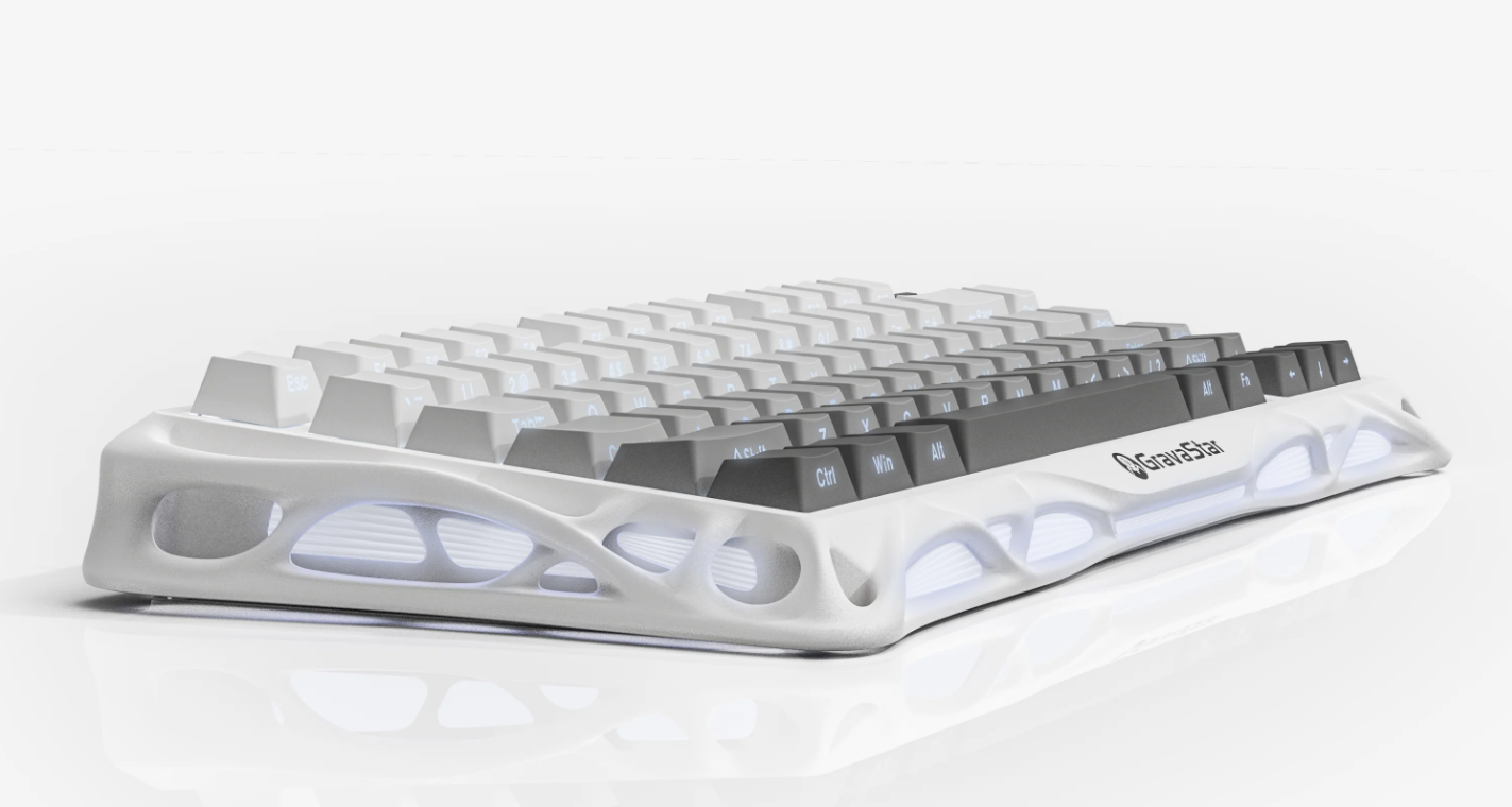 GravaStar Mercury K1 75% Wireless Mechanical Gaming Keyboard Gradient White/Hot-Swap/Sideprint, shine-through keycaps/Linear switches