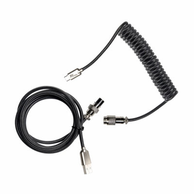 Royale Kludge Coiled Cable USB & Type C / Black / 4pins / Ukrasni coiled kabl za tastature 1.2 m Crni