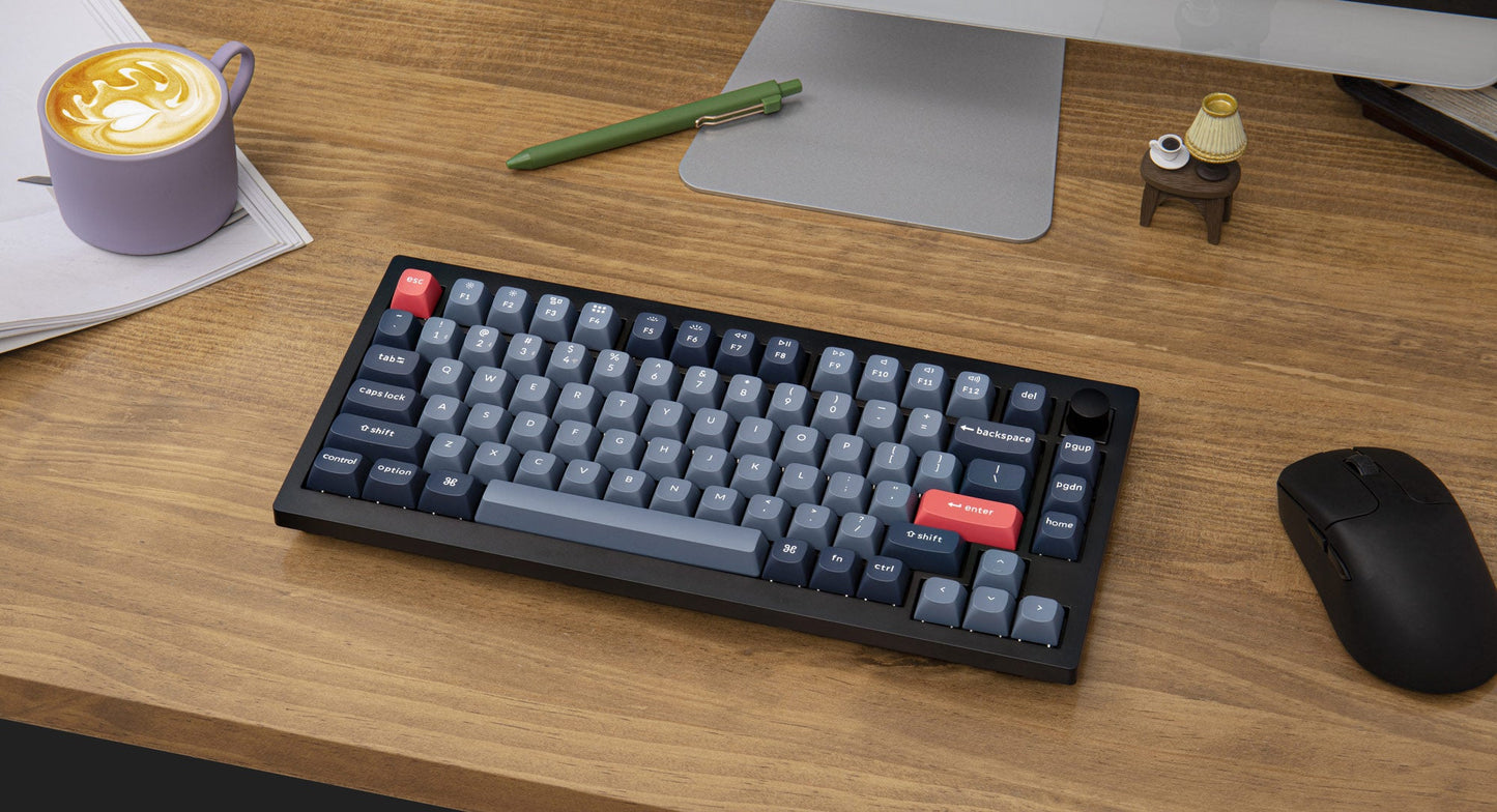 Keychron V1 MAX ANSI 75% Layout 84 Key Carbon Black Full Assembled Knob Brown Switch RGB Hot-Swap Gateron Jupiter Wireless Normal Profile QMK Custom Keyboard