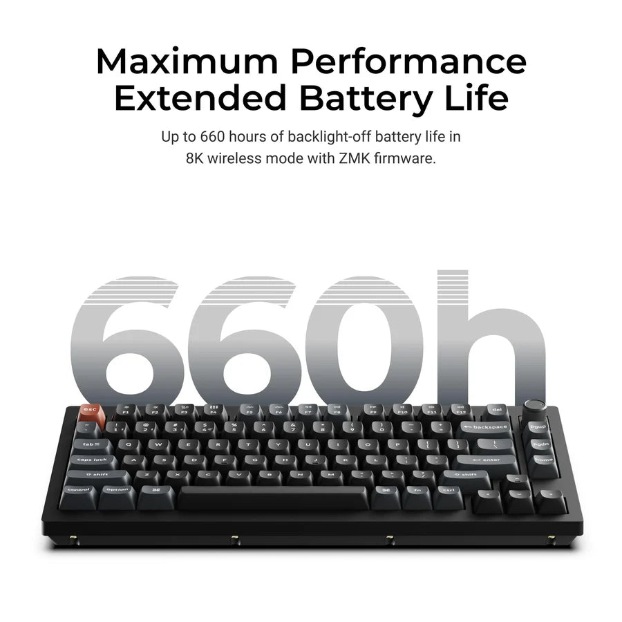 Keychron V1 Ultra 8k V1U-D3 Black / Wireless / Hot-swap / 8k Pooling Rate / Mechanical keyboard / RGB / Keychron Silk POM Switch - Brown