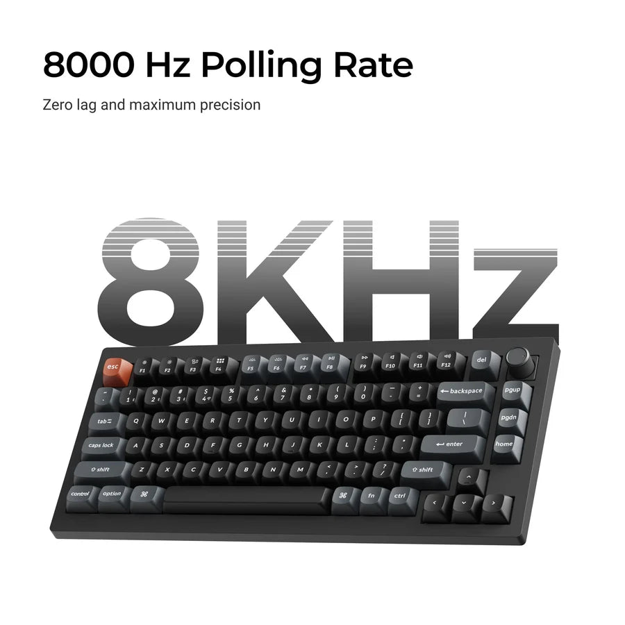 Keychron V1 Ultra 8k V1U-D3 Black / Wireless / Hot-swap / 8k Pooling Rate / Mechanical keyboard / RGB / Keychron Silk POM Switch - Brown
