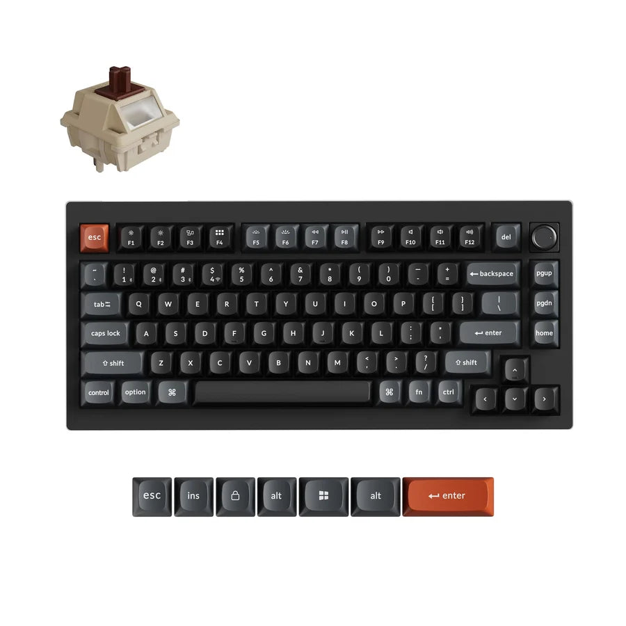 Keychron V1 Ultra 8k V1U-D3 Black / Wireless / Hot-swap / 8k Pooling Rate / Mechanical keyboard / RGB / Keychron Silk POM Switch - Brown