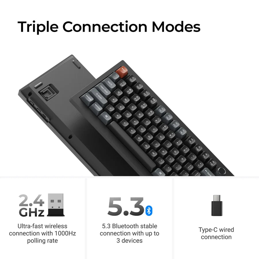 Keychron V3 Ultra 8K V3U-D3 Black / Wireless / Hot-swap / 8k Pooling Rate / Mechanical keyboard / RGB / Keychron Silk POM Switch - Brown