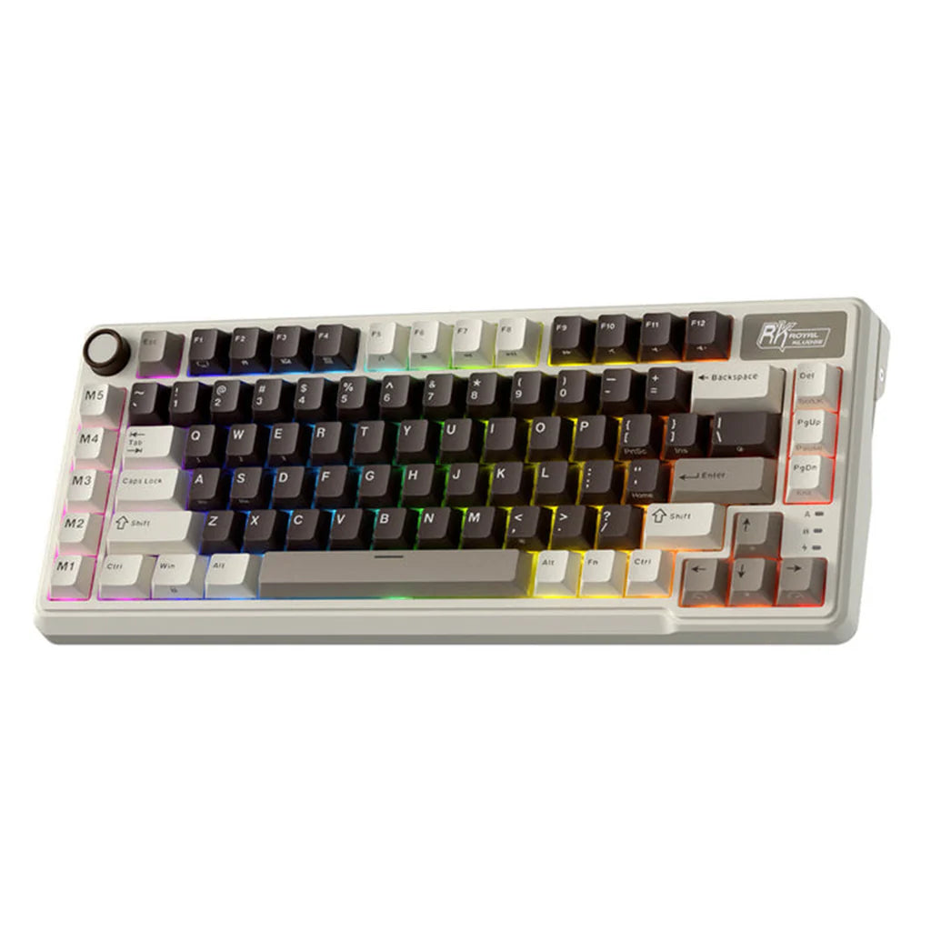 Royal Kludge RK L75 RGB Mehanička Tastatura, Hot-Swap,Boja "Mocha Grey", Beige Prekidači