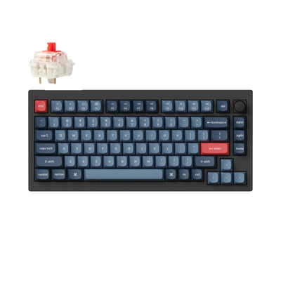 Keychron V1 MAX ANSI 75% Layout 84 Key Carbon Black Full Assembled Knob Red Switch RGB HotSwap Gateron Jupiter Wireless Normal Profile QMK Custom Keyboard