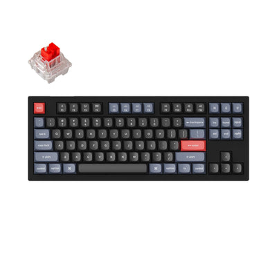 Keychron V3 ANSI 80% TKL Layout 87 Key Frosted Black Full Assembled - Red Switch RGB Hot-Swap Keychron K pro Mechanical Wired Normal Profile QMK Custom Keyboard