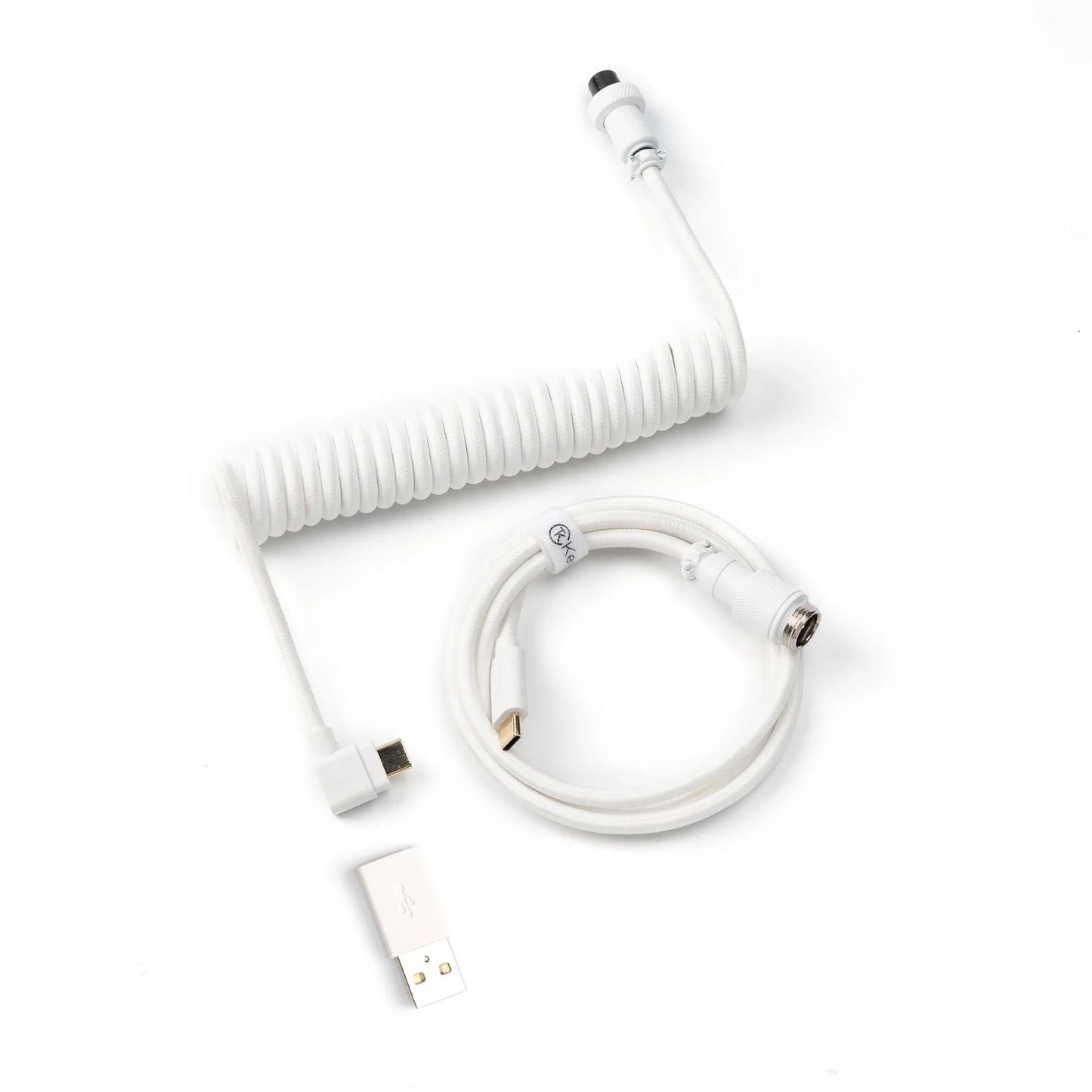 Coiled Type-C Angled Cable - White