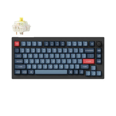 Keychron V1 MAX ANSI 75% Layout 84 Key Carbon Black Full Assembled Knob Banana Switch RGB Hot-Swap Gateron Jupiter Wireless Normal Profile QMK Custom Keyboard