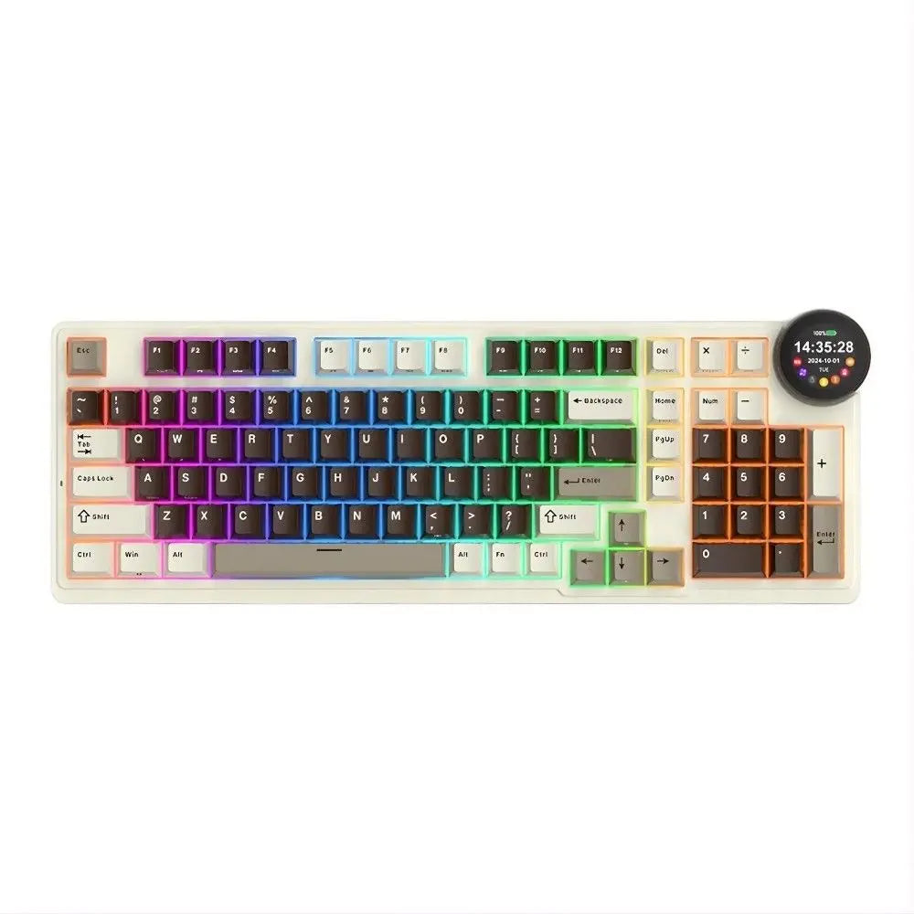 ROYAL KLUDGE N99 Mocha Grey Beige Switch RGB Tri-mode Hot Swappable Mechanical Keyboard