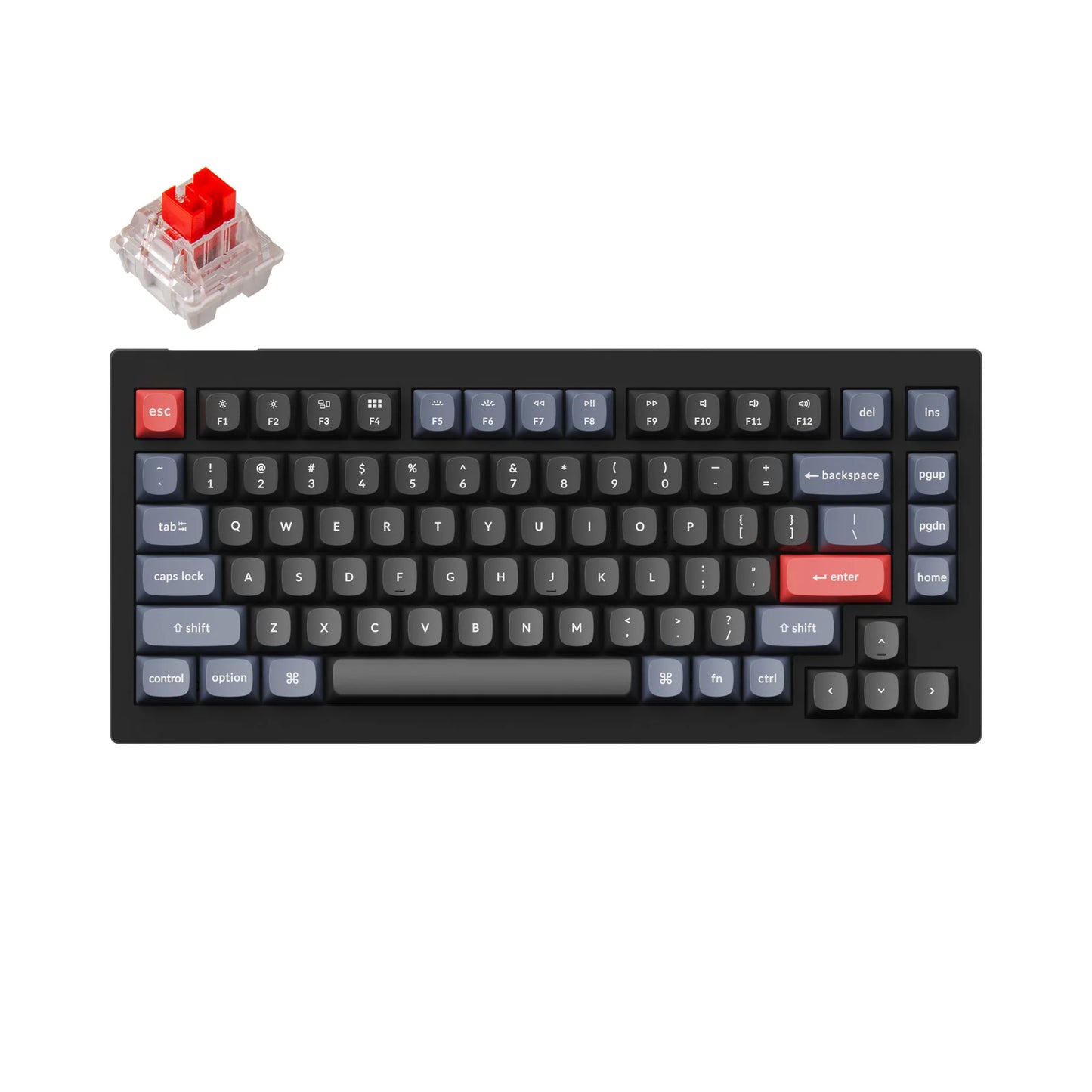 Keychron V1 QMK/VIA Mehanička Tastatura (Carbon Black) (Keychron K Pro Red Switch)
