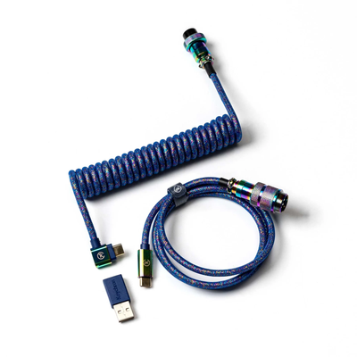 Keychron Premium Coiled Aviator Cable Rainbow Plated Blue